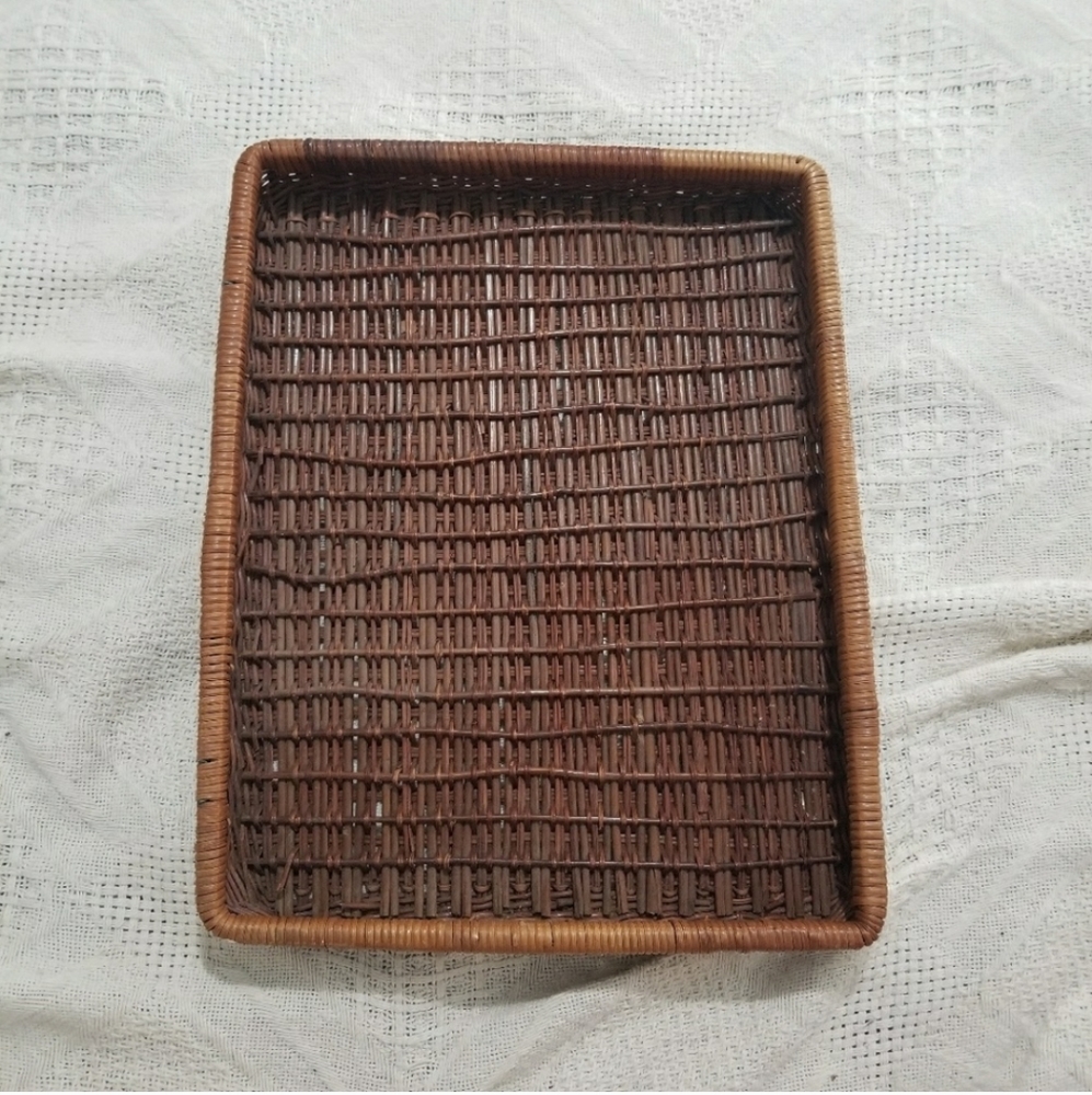 Boho Anthro Farmhouse Rustic Wicker Basket Tray